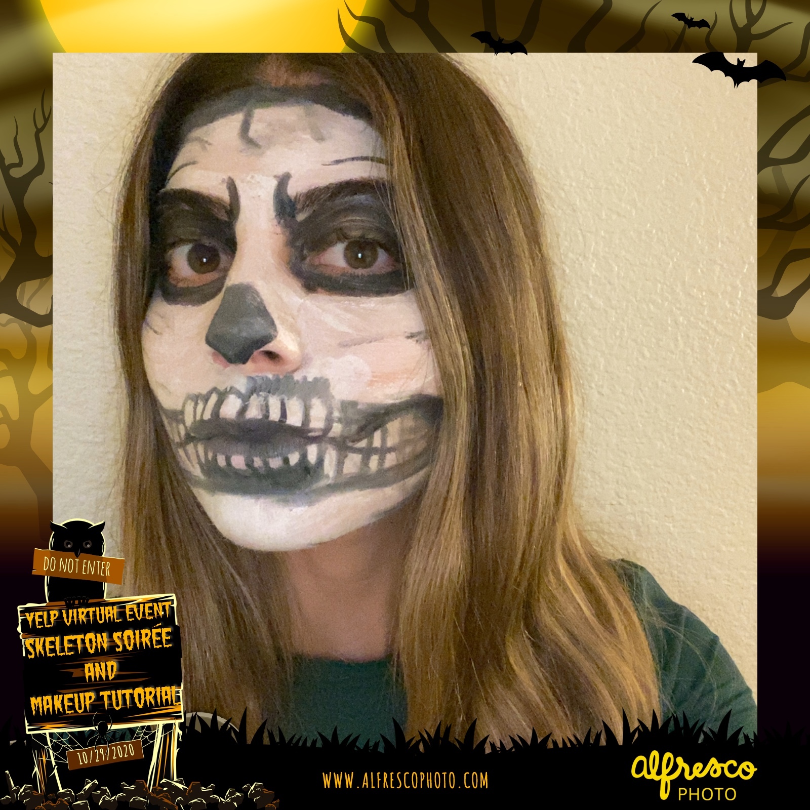 Yelp Skeleton Makeup Tutorial | View more photos from the event at events.alfrescophoto.com/u/AlfrescoPhoto/Yelp-Skeleton-Makeup-Tutorial